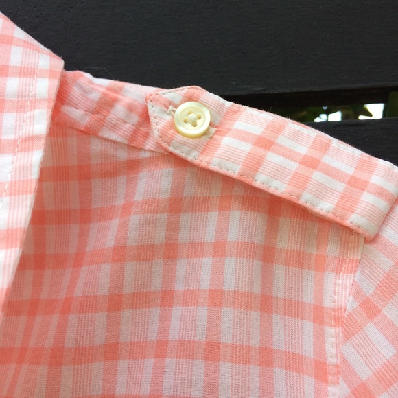 Banana Republic Gingham coral orange button down 100% cotton shirt XS - Picture 3 of 14